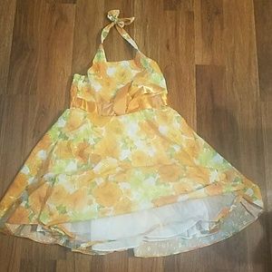 Girls orange flower halter dress